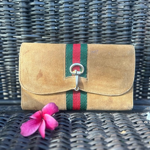 Gucci Handbags - Gucci wallet suede Sherry line vintage wallet